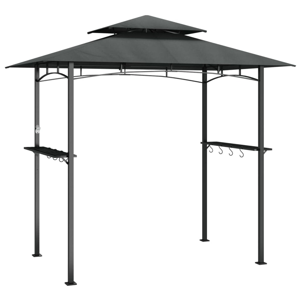 Foișor Grătar Cu Rafturi Laterale, Antracit 240X150X243 Cm Oțel