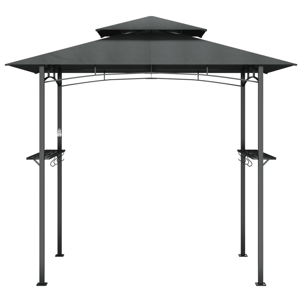 Foișor Grătar Cu Rafturi Laterale, Antracit 240X150X243 Cm Oțel