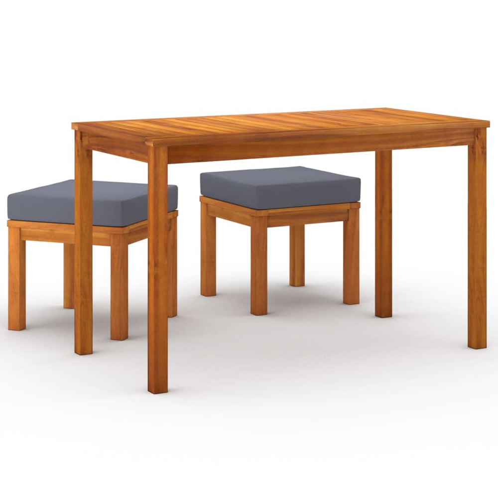 Set Sufragerie De Grădină, 3 Piese, Cu Perne, Lemn Masiv Acacia