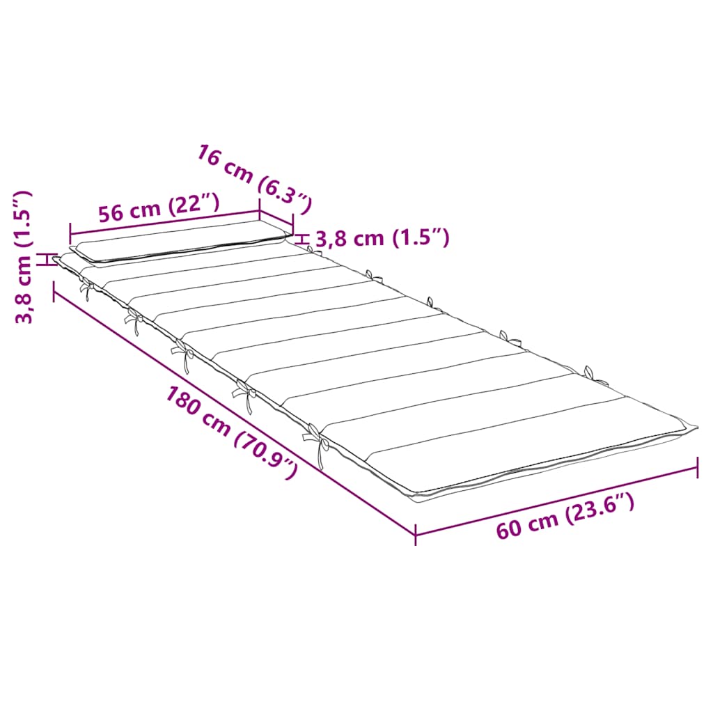 Pernă De Șezlong, Regal, 180X60X4 Cm, Textil Oxford