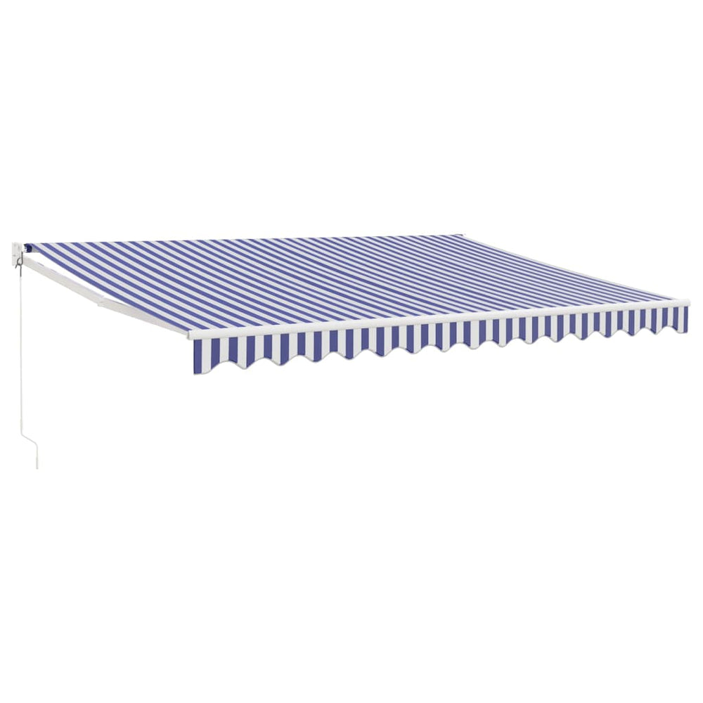 Copertină Retractabilă Albastru/Alb, 4,5X3 M, Textil/Aluminiu
