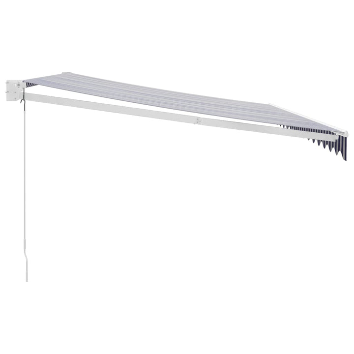 Copertină Retractabilă Albastru/Alb, 4,5X3 M, Textil/Aluminiu