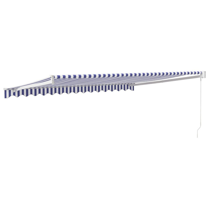Copertină Retractabilă Albastru/Alb, 4,5X3 M, Textil/Aluminiu