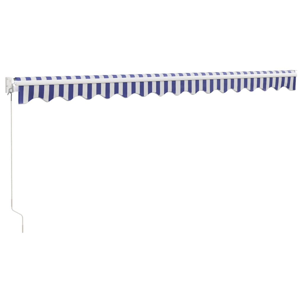 Copertină Retractabilă Albastru/Alb, 4,5X3 M, Textil/Aluminiu