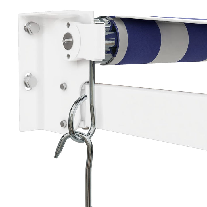 Copertină Retractabilă Albastru/Alb, 4,5X3 M, Textil/Aluminiu