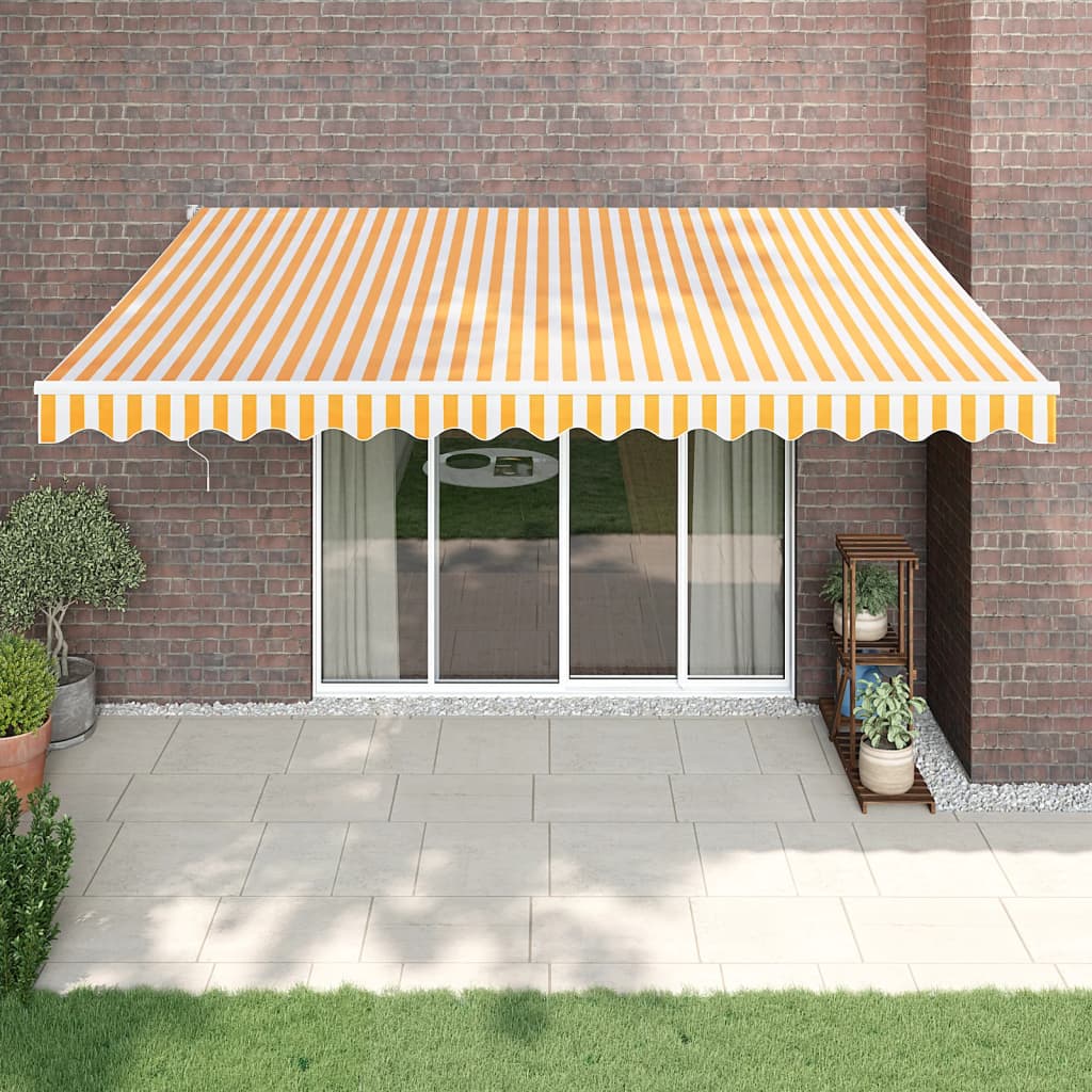Copertină Retractabilă Albastru/Alb, 4,5X3 M, Textil/Aluminiu