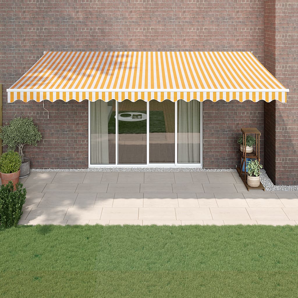 Copertină Retractabilă Albastru/Alb, 4,5X3 M, Textil/Aluminiu