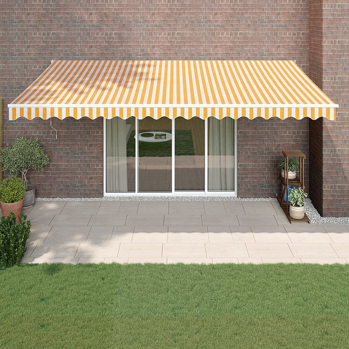Copertină Retractabilă Albastru/Alb, 4,5X3 M, Textil/Aluminiu