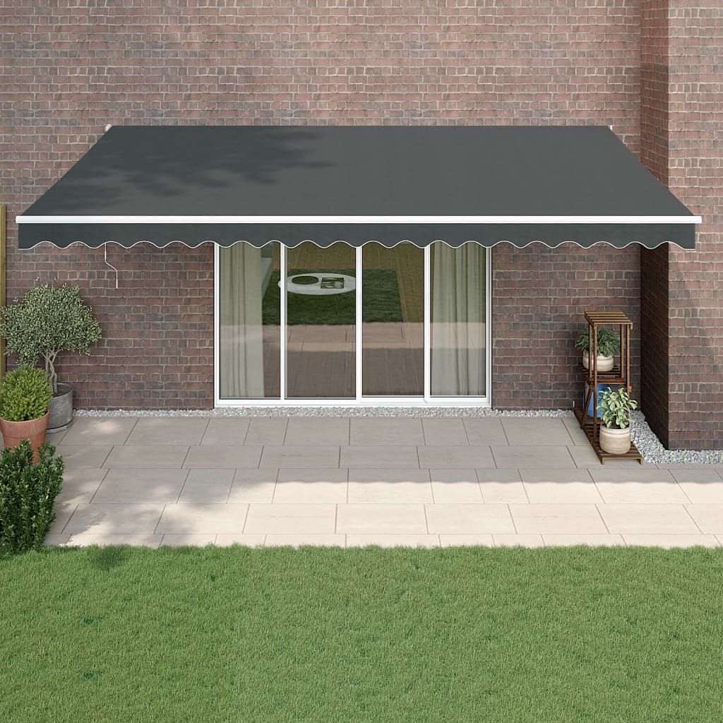 Copertină Retractabilă Albastru/Alb, 4,5X3 M, Textil/Aluminiu