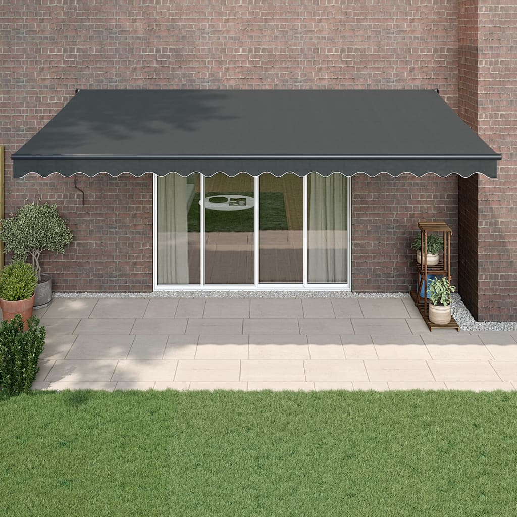 Copertină Retractabilă Albastru/Alb, 4,5X3 M, Textil/Aluminiu