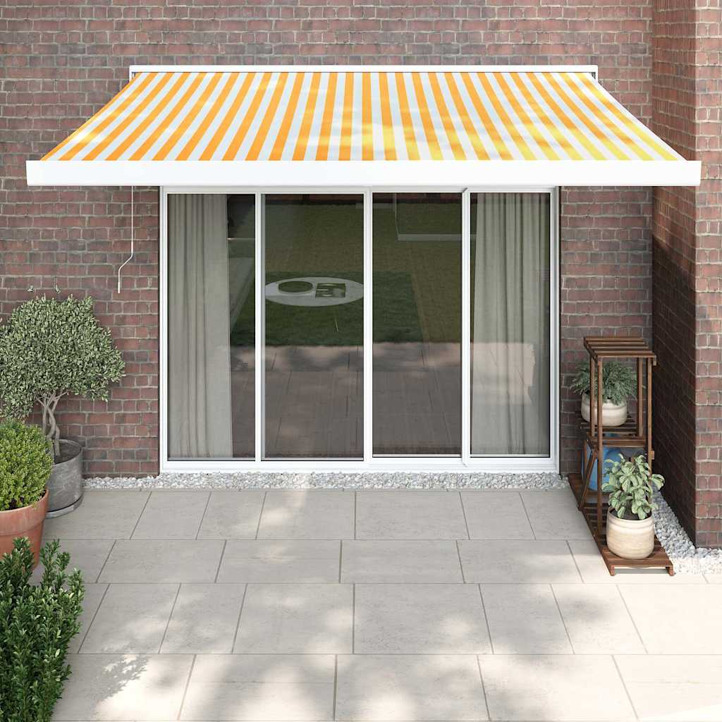 Copertină Retractabilă Portocaliu/Maro 3,5X2,5M Textil/Aluminiu