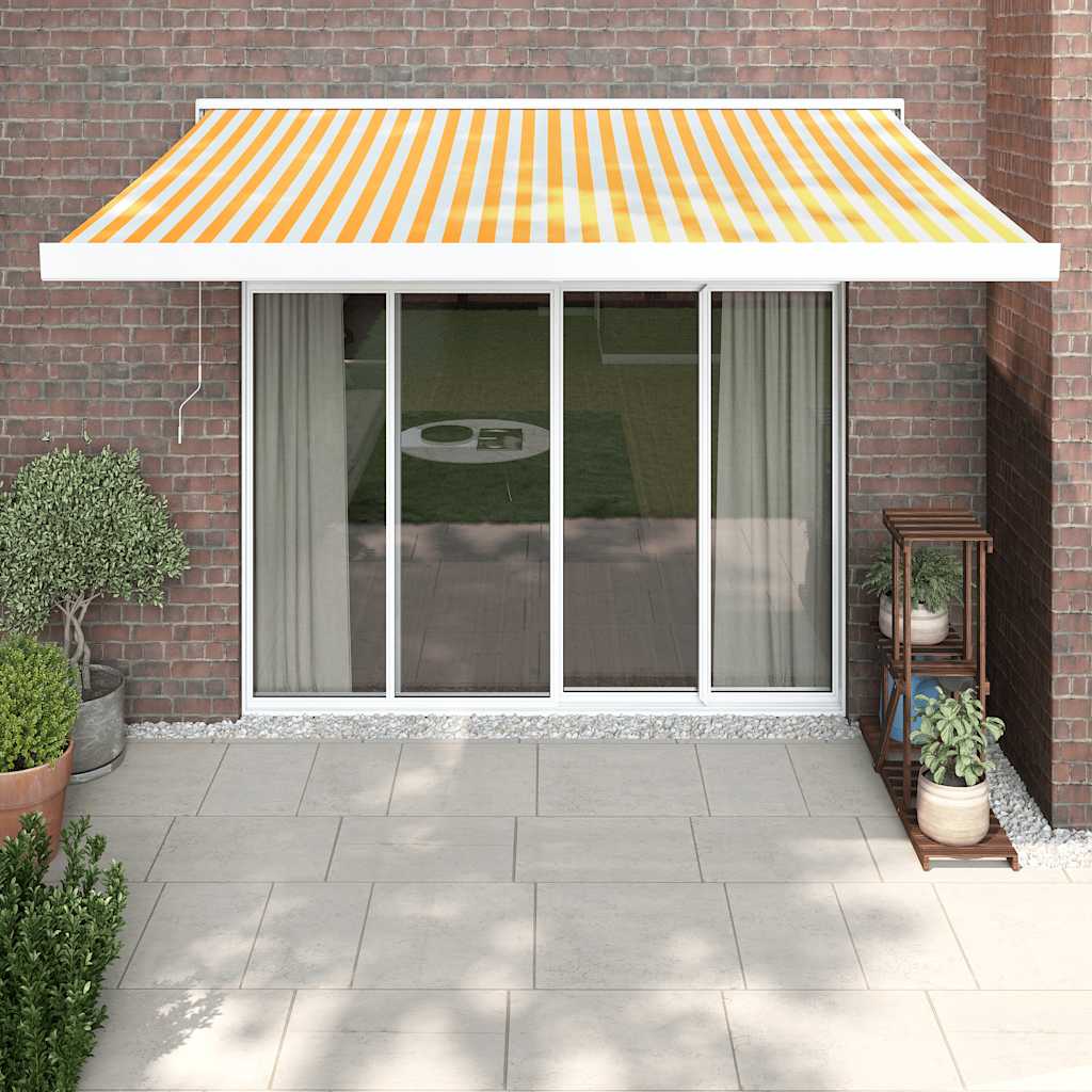 Copertină Retractabilă Portocaliu/Maro 3,5X2,5M Textil/Aluminiu