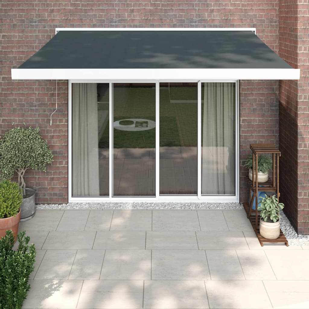 Copertină Retractabilă Portocaliu/Maro 3,5X2,5M Textil/Aluminiu
