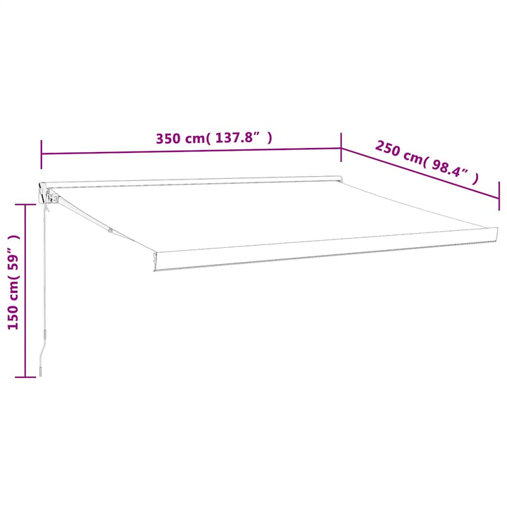 Copertină Retractabilă Portocaliu/Maro 3,5X2,5M Textil/Aluminiu