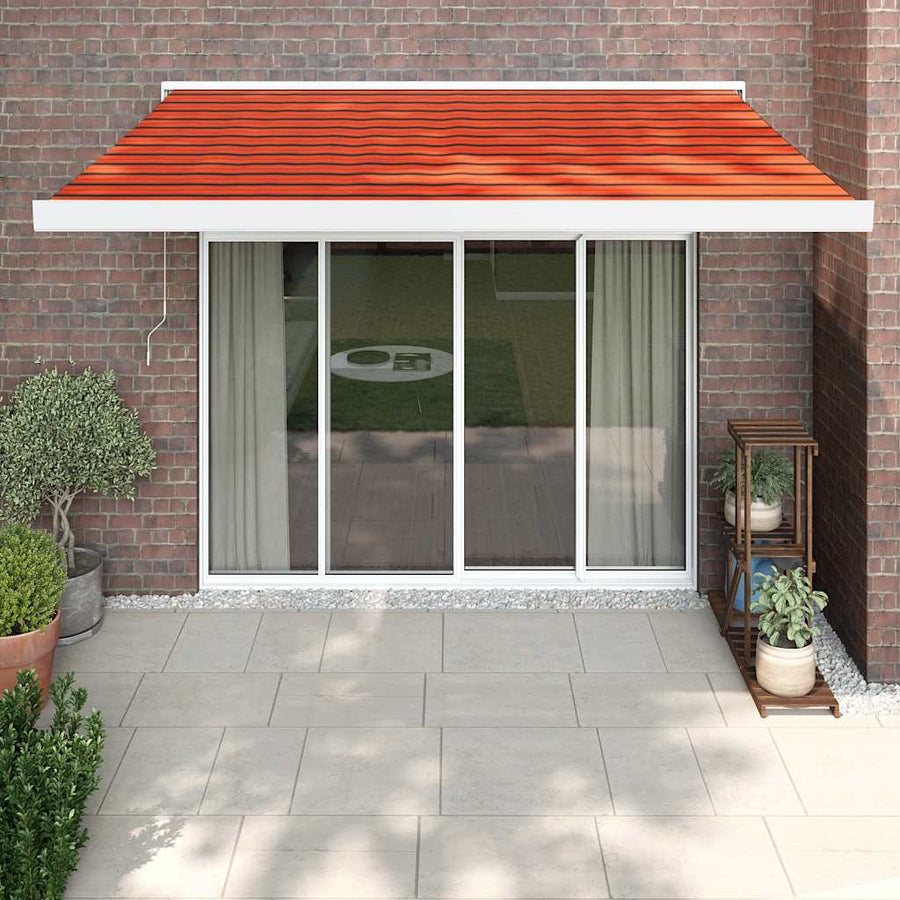 Copertină Retractabilă Portocaliu/Maro 3,5X2,5M Textil/Aluminiu