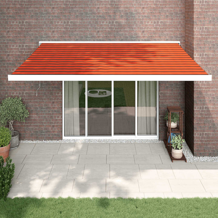 Copertină Retractabilă Portocaliu/Maro 3,5X2,5M Textil/Aluminiu
