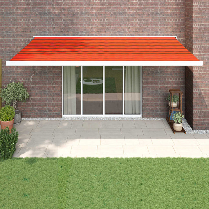 Copertină Retractabilă Portocaliu/Maro 3,5X2,5M Textil/Aluminiu