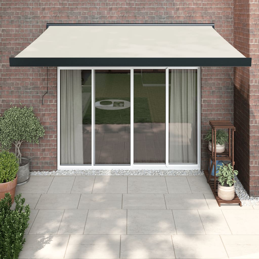 Copertină Retractabilă Portocaliu/Maro 3,5X2,5M Textil/Aluminiu