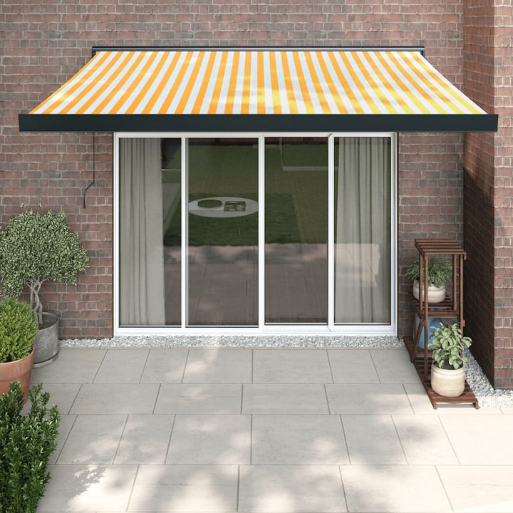 Copertină Retractabilă Portocaliu/Maro 3,5X2,5M Textil/Aluminiu
