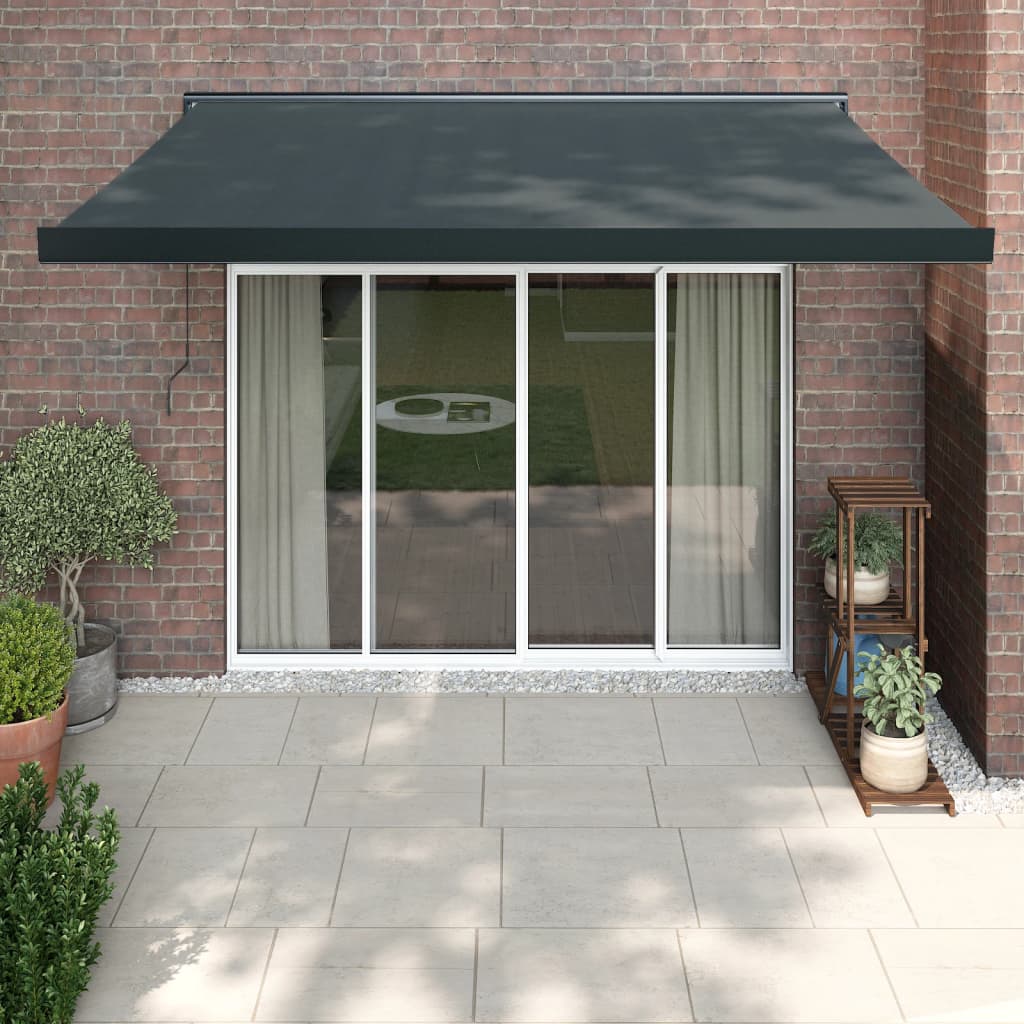 Copertină Retractabilă Portocaliu/Maro 3,5X2,5M Textil/Aluminiu