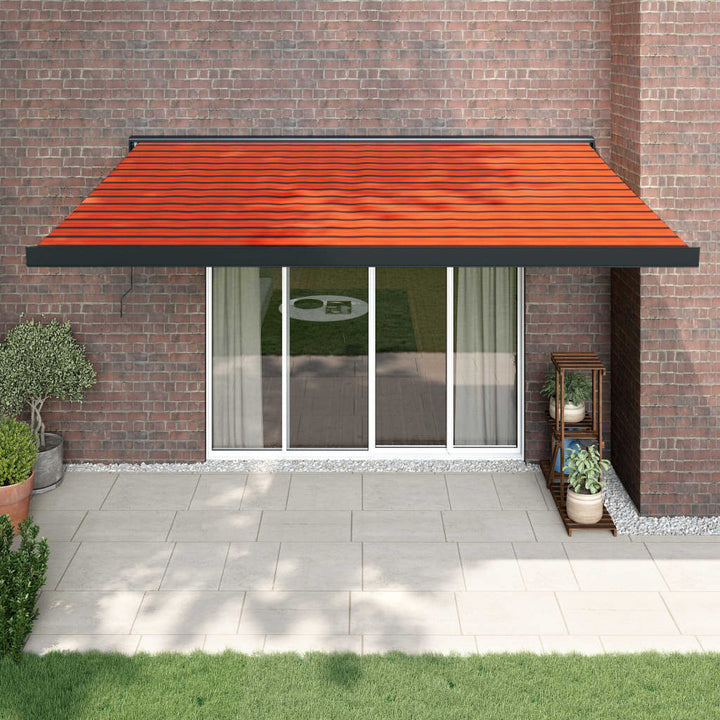 Copertină Retractabilă Portocaliu/Maro 3,5X2,5M Textil/Aluminiu