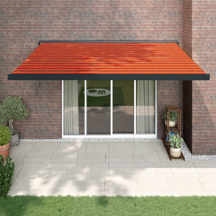 Copertină Retractabilă Portocaliu/Maro 3,5X2,5M Textil/Aluminiu