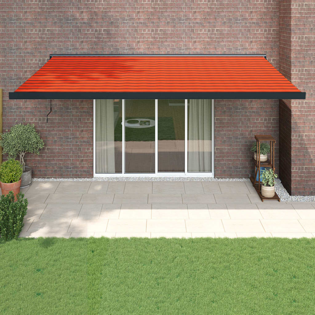 Copertină Retractabilă Portocaliu/Maro 3,5X2,5M Textil/Aluminiu