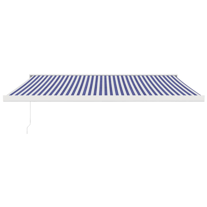 Copertină Retractabilă Albastru/Alb, 4X3 M, Textil/Aluminiu