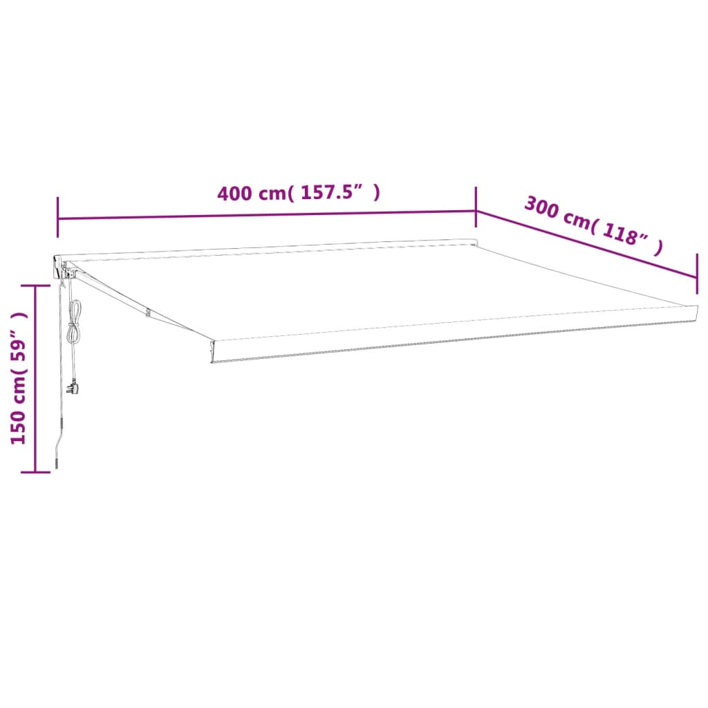 Copertină Retractabilă Albastru/Alb, 4X3 M, Textil/Aluminiu