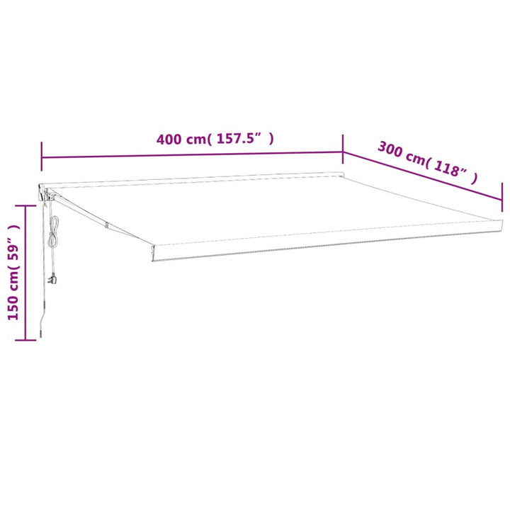Copertină Retractabilă Albastru/Alb, 4X3 M, Textil/Aluminiu