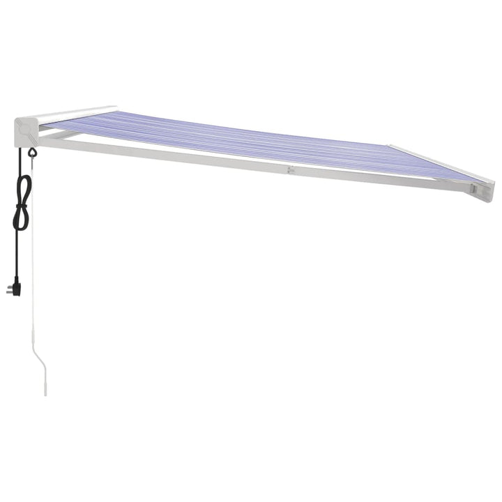 Copertină Retractabilă Albastru/Alb, 4X3 M, Textil/Aluminiu