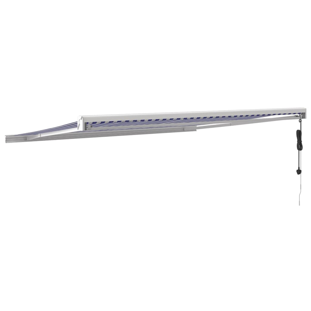 Copertină Retractabilă Albastru/Alb, 4X3 M, Textil/Aluminiu