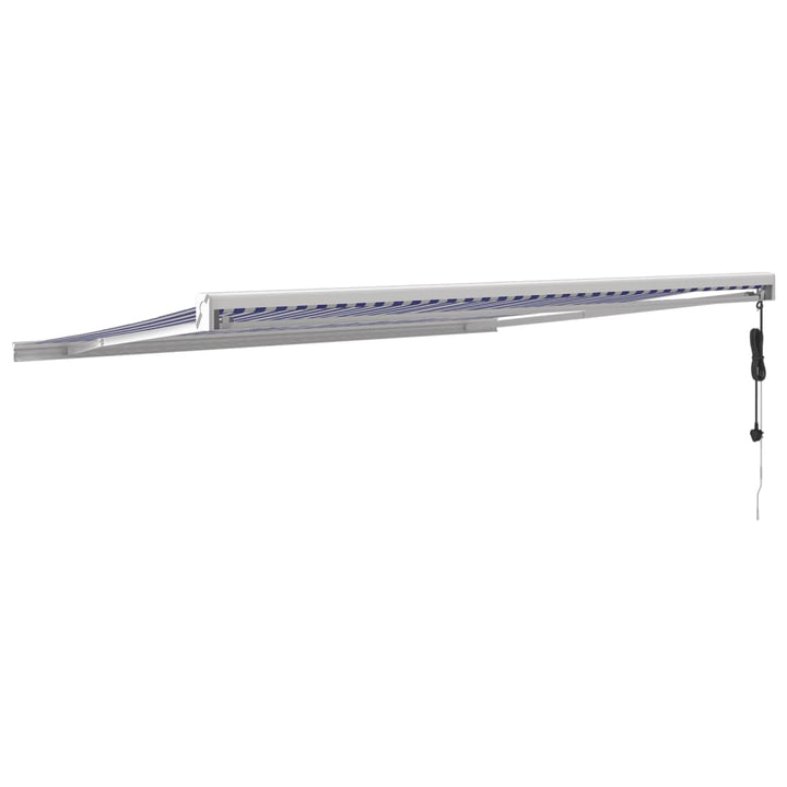 Copertină Retractabilă Albastru/Alb, 4X3 M, Textil/Aluminiu