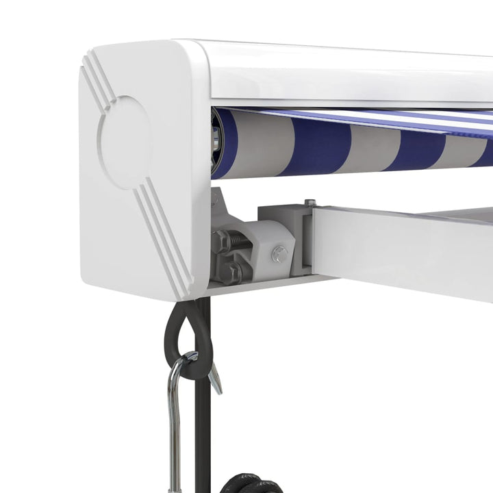 Copertină Retractabilă Albastru/Alb, 4X3 M, Textil/Aluminiu