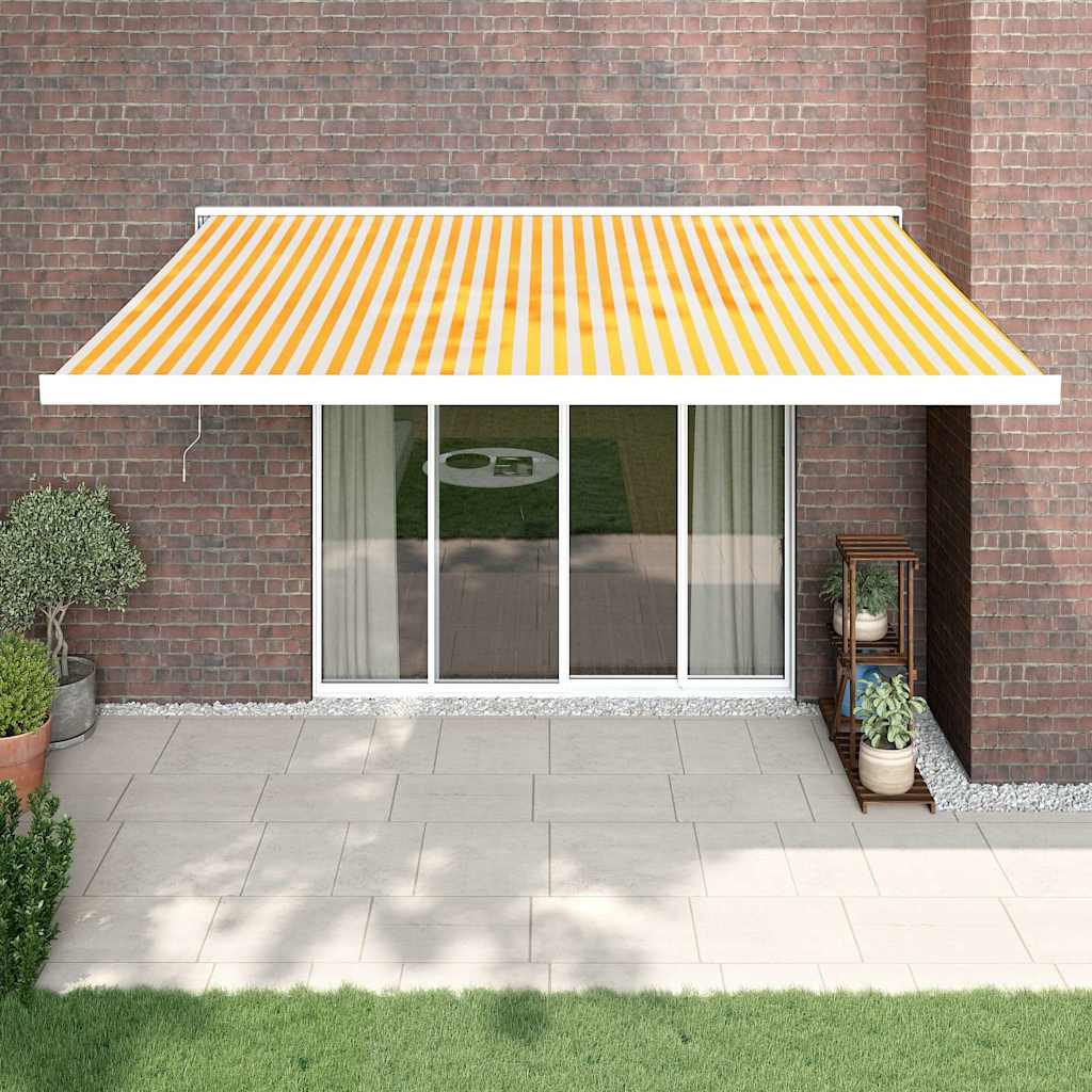 Copertină Retractabilă Albastru/Alb, 4X3 M, Textil/Aluminiu