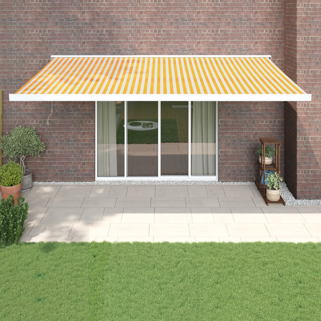 Copertină Retractabilă Albastru/Alb, 4X3 M, Textil/Aluminiu