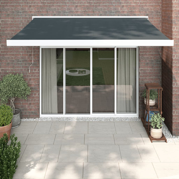 Copertină Retractabilă Albastru/Alb, 4X3 M, Textil/Aluminiu