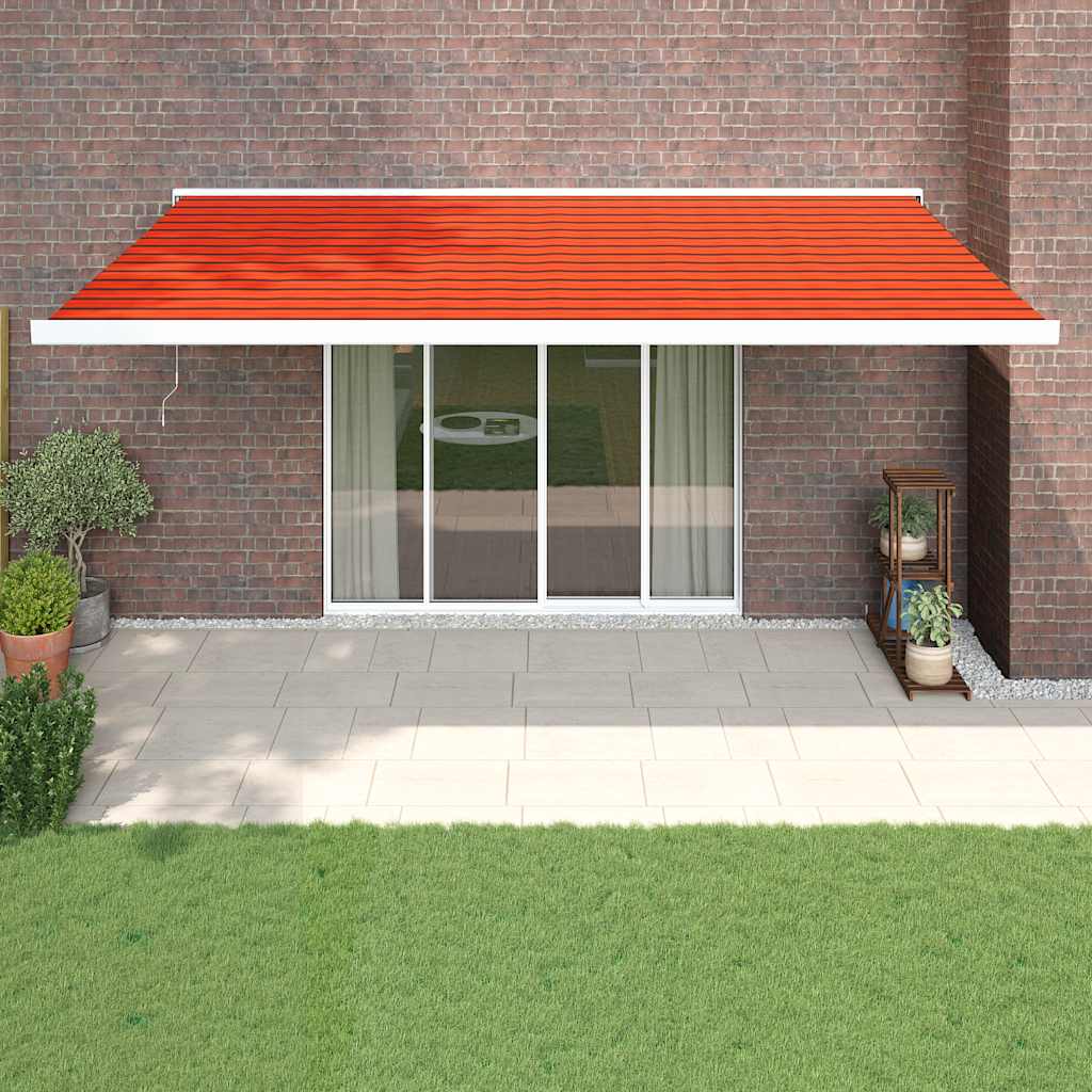 Copertină Retractabilă Albastru/Alb, 4X3 M, Textil/Aluminiu