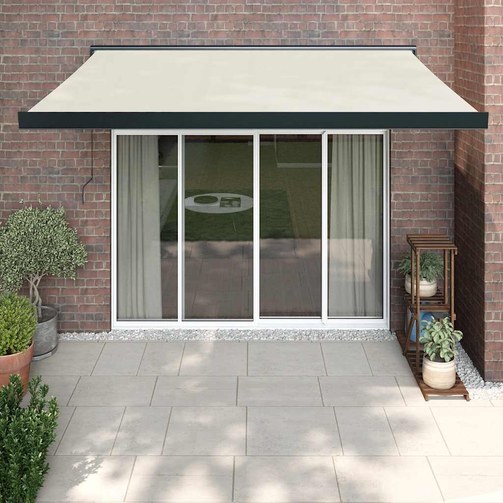 Copertină Retractabilă Albastru/Alb, 4X3 M, Textil/Aluminiu