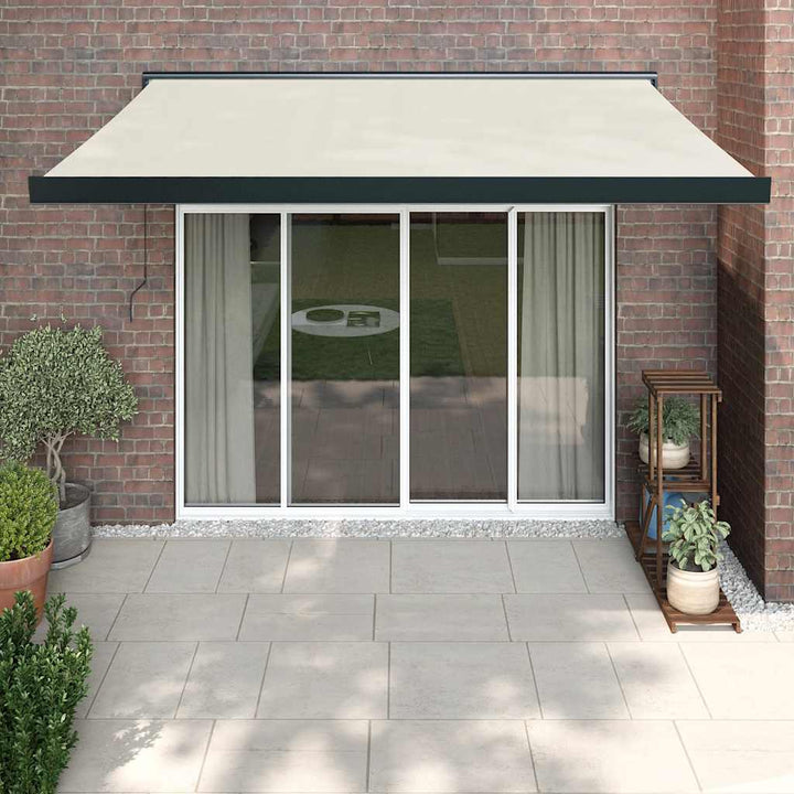 Copertină Retractabilă Albastru/Alb, 4X3 M, Textil/Aluminiu