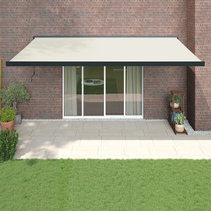 Copertină Retractabilă Albastru/Alb, 4X3 M, Textil/Aluminiu