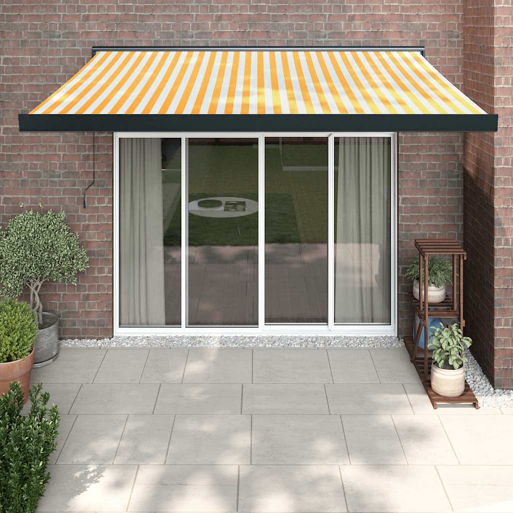 Copertină Retractabilă Albastru/Alb, 4X3 M, Textil/Aluminiu