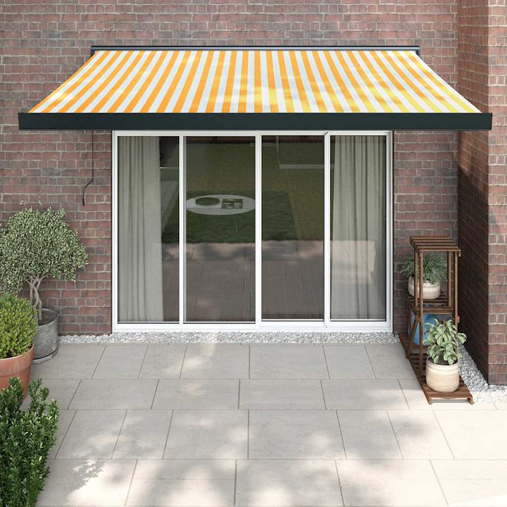 Copertină Retractabilă Albastru/Alb, 4X3 M, Textil/Aluminiu
