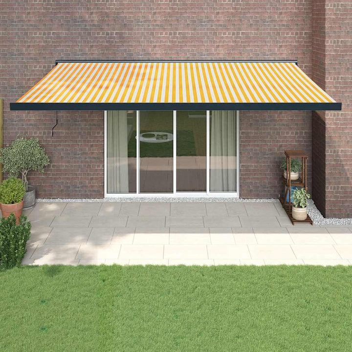 Copertină Retractabilă Albastru/Alb, 4X3 M, Textil/Aluminiu