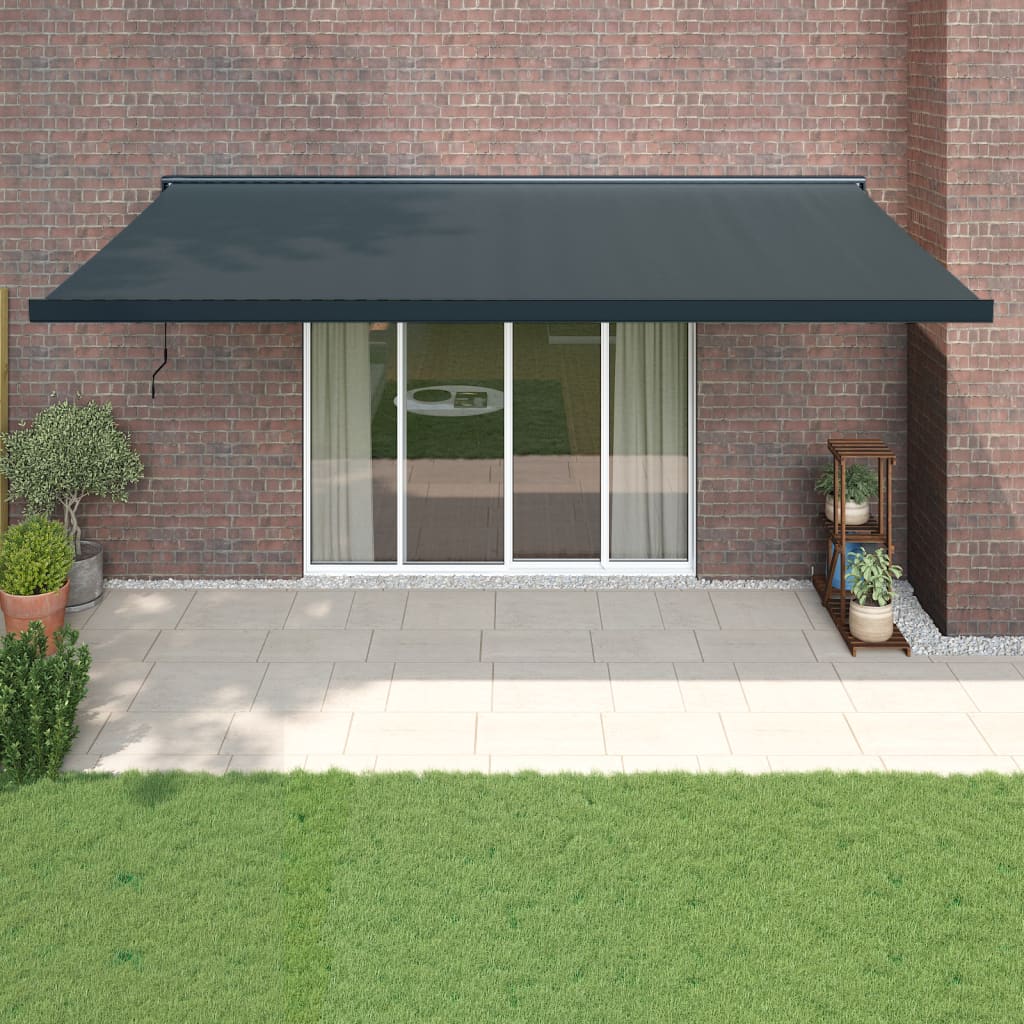 Copertină Retractabilă Albastru/Alb, 4X3 M, Textil/Aluminiu