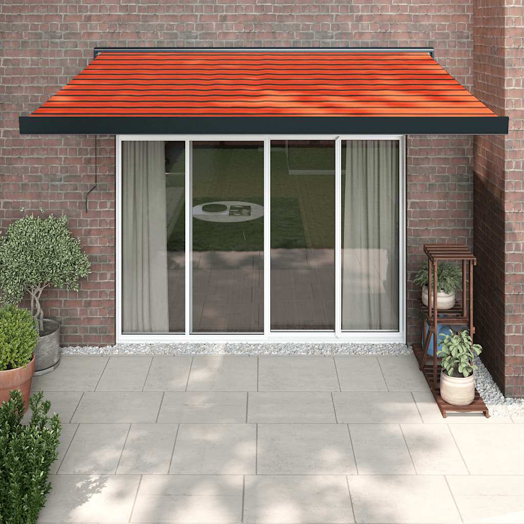 Copertină Retractabilă Albastru/Alb, 4X3 M, Textil/Aluminiu