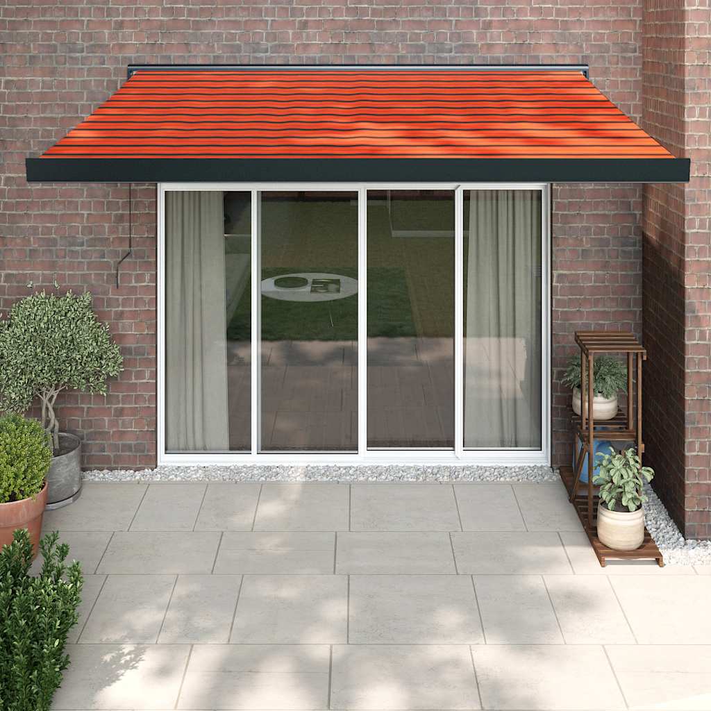 Copertină Retractabilă Albastru/Alb, 4X3 M, Textil/Aluminiu