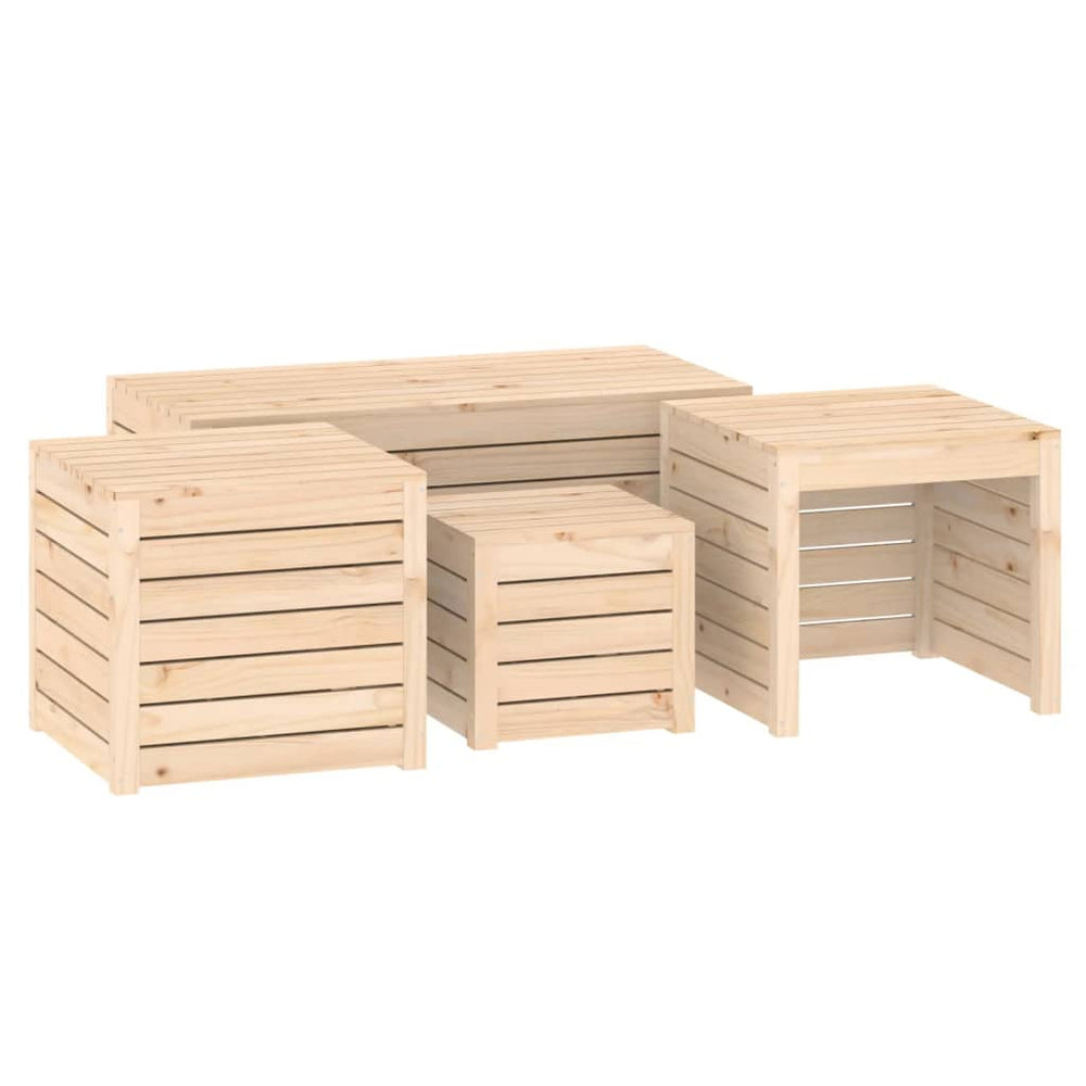 Set Cutii De Grădină, 4 Piese, Lemn Masiv De Pin
