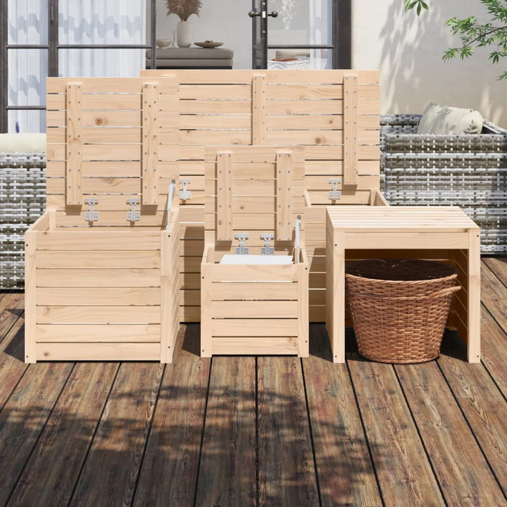Set Cutii De Grădină, 4 Piese, Lemn Masiv De Pin
