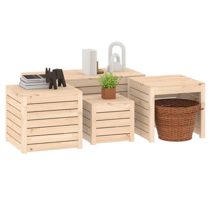 Set Cutii De Grădină, 4 Piese, Lemn Masiv De Pin